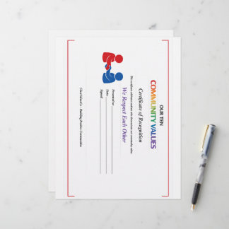 We Respect Each Other Certificate Stationery Paper Custom Letterhead