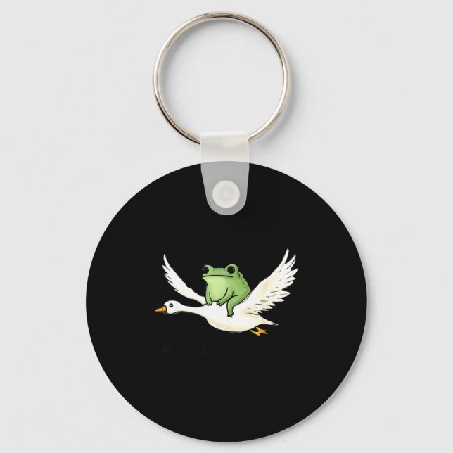 We Ride At Dawn Funny Frog Riding Goose Chaotic An Key Ring (Front)