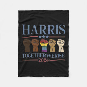 We Rise - Kamala Harris 2024 Lgbt Fleece Blanket