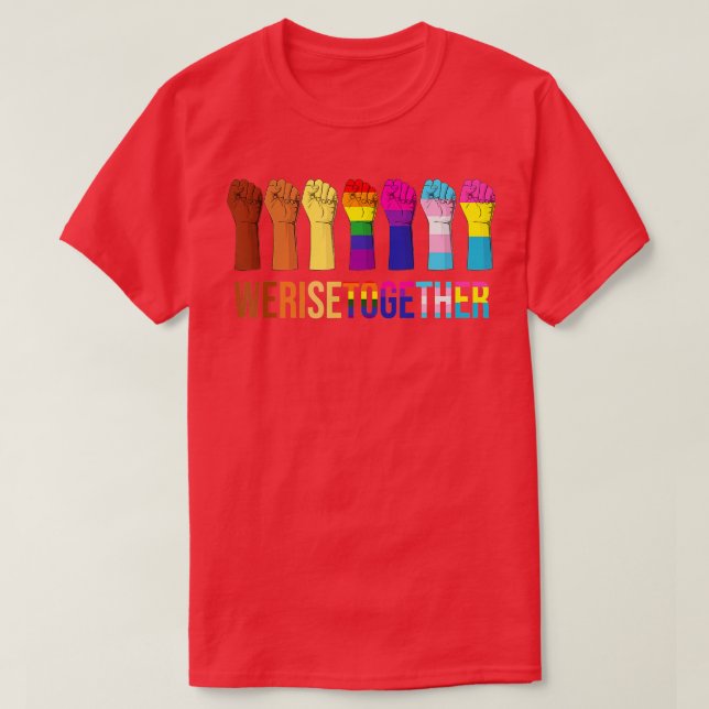 We Rise ogether Black LGB Gay Pride Support LGBQ P T-Shirt (Design Front)