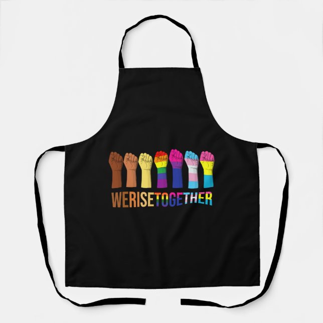 We Rise Together Black Lgbt Gay Pride Support Apron (Front)