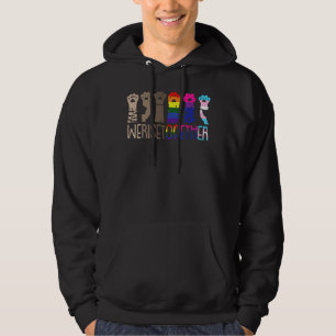 We Rise Together Gay Pride Cat Paw Print Kitten Lg Hoodie