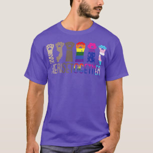 We Rise Together Gay Pride Cat Paw Print Kitten LG T-Shirt