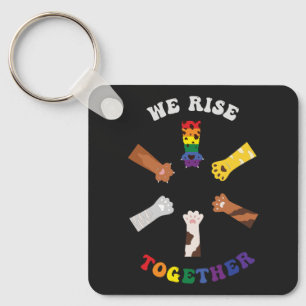 We Rise Together Paw Print Diversity Unity Key Ring