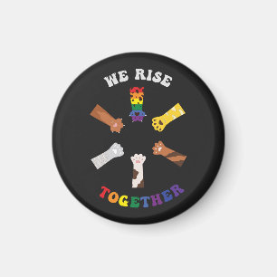 We Rise Together Paw Print Diversity Unity Magnet