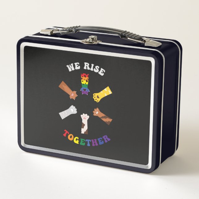 We Rise Together | Paw Print | Diversity | Unity Metal Lunch Box (Front)