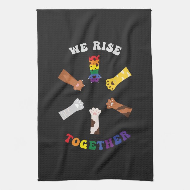 We Rise Together | Paw Print | Diversity | Unity Tea Towel (Vertical)