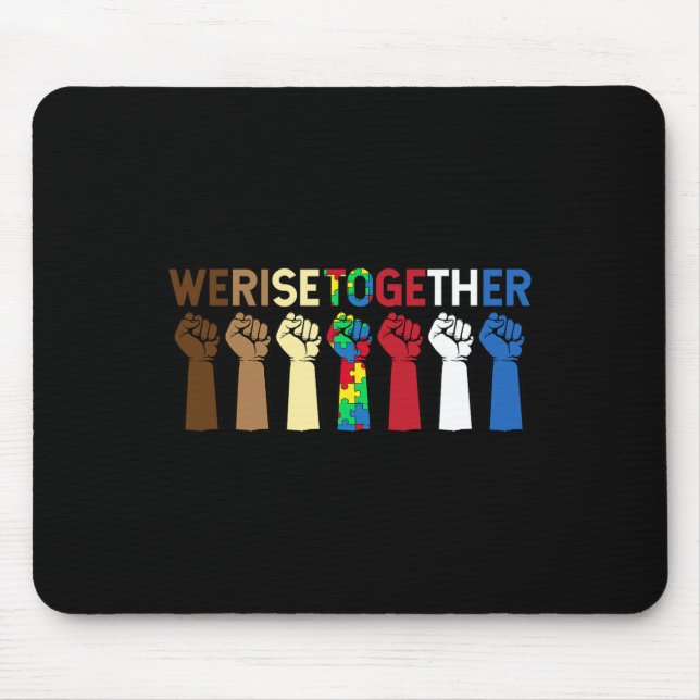 We Rise Together Puzzle Inspirational Autism Aware Mouse Mat (Front)