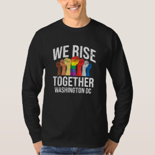 We Rise Together Washington Dc Lgbtq Evergreen Sta T-Shirt