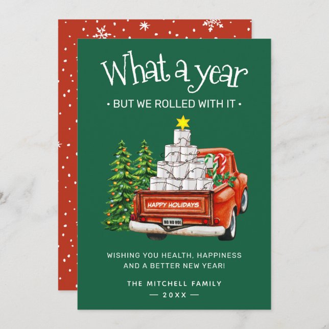 We Rolled With It Funny Covid 19 Happy Holidays Holiday Card (Front/Back)