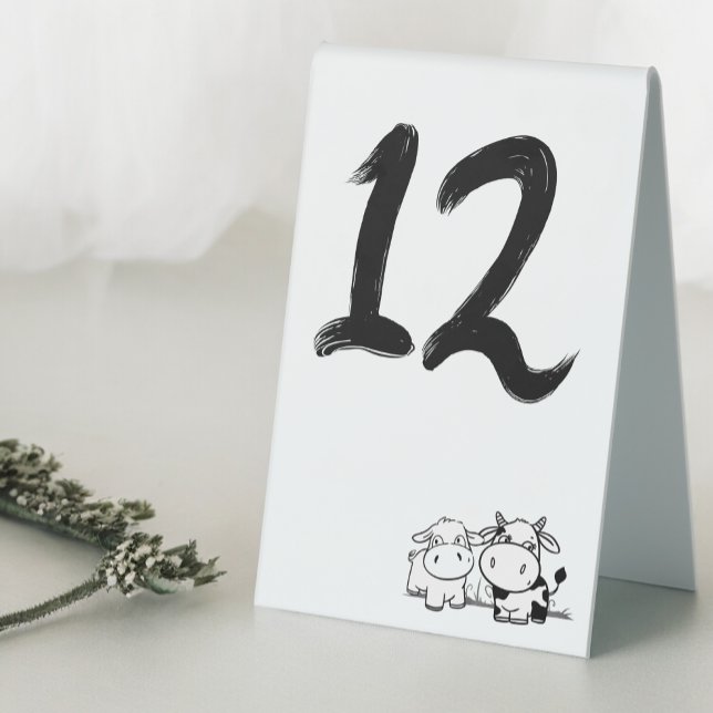 We Said I Moo Minimalist Wedding (We Said I Moo Minimalist Wedding Table Tent Signs from Ricaso. Fun whimsical modern wedding decor)