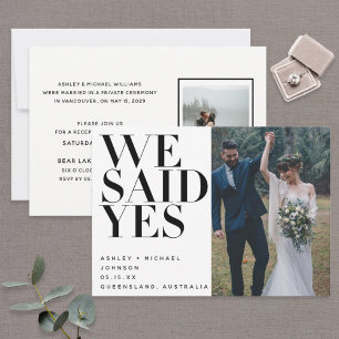 WE SAID YES 2 Photo Wedding Reception Only Invitation