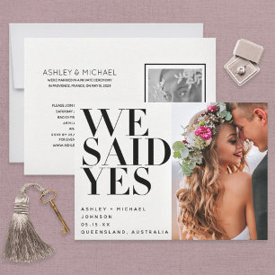 WE SAID YES 2 Photo Wedding Reception Only Invitation