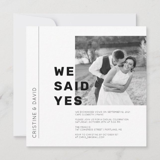 We said Yes Elopement announcement (Front)