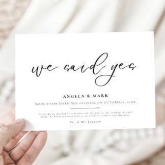 We Said Yes Marriage Engagement Announcement Card