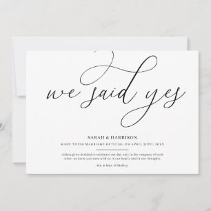 We Said Yes Minimalist Wedding Announcement