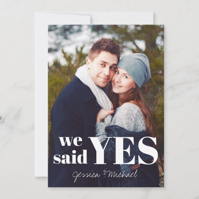 We Said Yes Photo Engagement Announcement (Front)