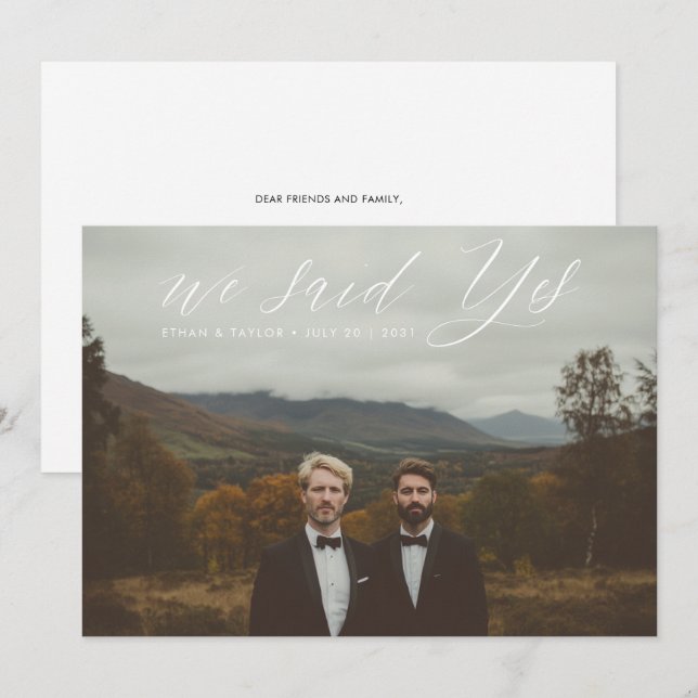 We Said Yes Photo Wedding Elopement Announcement (Front/Back)
