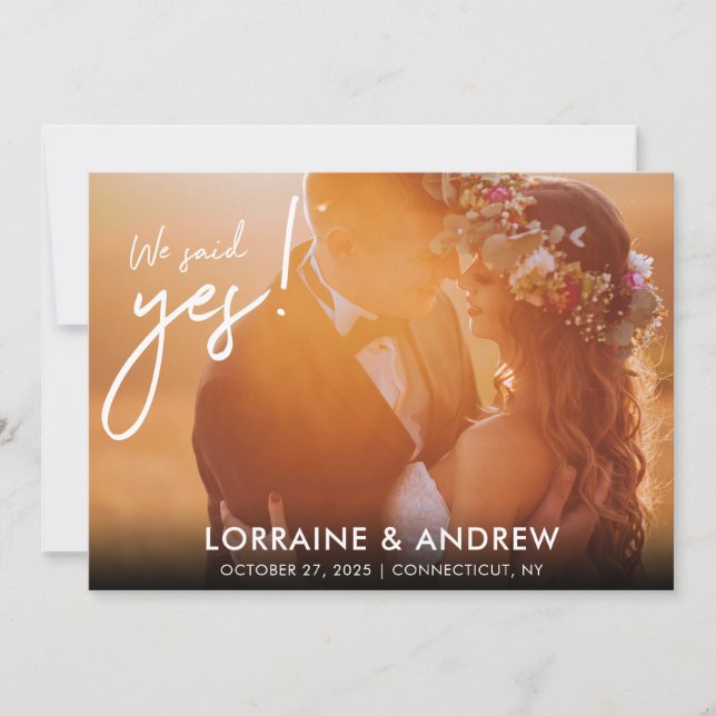 We Said Yes Photo Wedding Reception Invitation (Front)