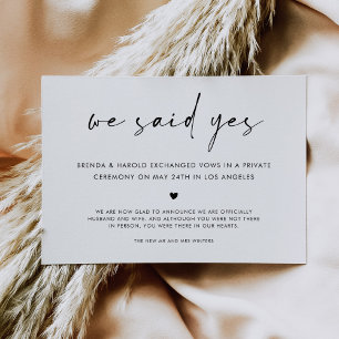 We Said Yes Simple Wedding Announcement