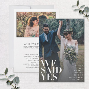 WE SAID YES   White Overlay Reception Only 2 Photo Invitation