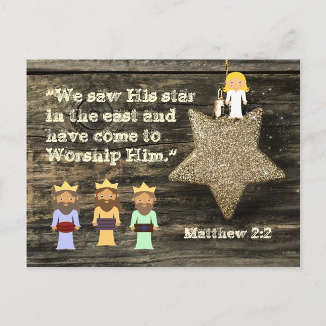 We Saw His Star, Bible Verse Christmas Postcard (Front)