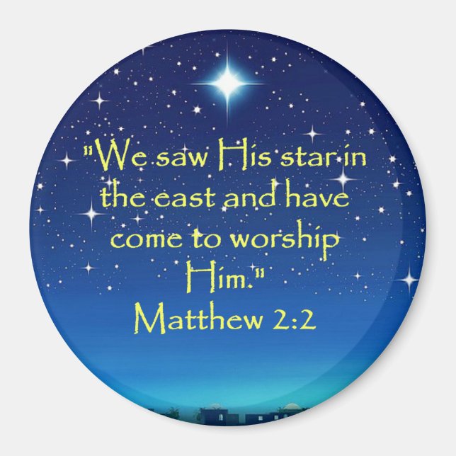 We Saw His Star Scripture Christmas Magnet (Front)
