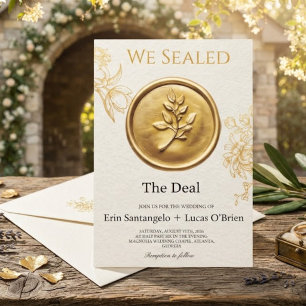 We Seal the Deal Vintage Wax Seal Wedding Invitation