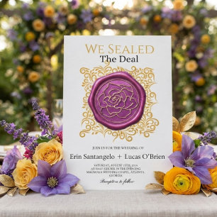 We Seal the Deal Vintage Wax Seal Wedding Invitation