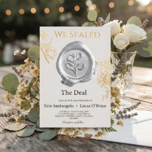 We Seal the Deal Vintage Wax Seal Wedding Invitation