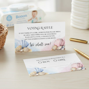 We Shell Sea Coastal Gender Reveal Diaper Raffle Enclosure Card