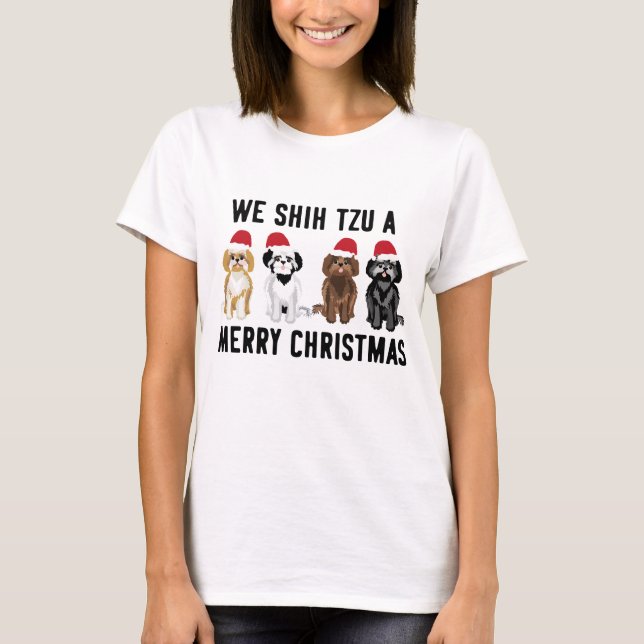 We Shih Tzu a Merry Christmas Dog T-Shirt (Front)
