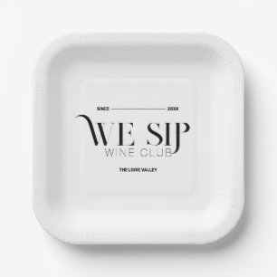 We Sip Wine Club Custom Crest Elegant Paper Plate