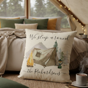 We Sleep Around Watercolor Personalise Camp Tent Cushion