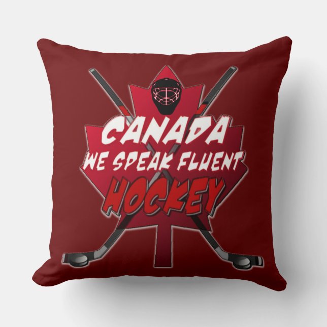 We Speak Fluent Hockey Canada Humour Cushion (Front)
