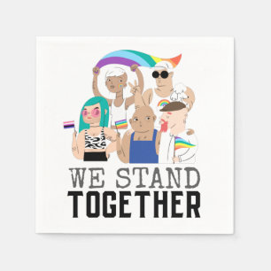 We Stand Together LGBT Pride People Illustration  Napkin