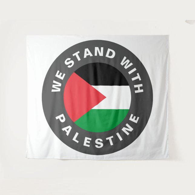 We Stand with Palestine flag and custom text Tapestry (Front (Horizontal))