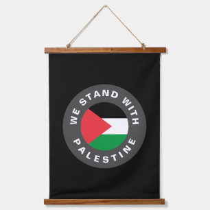 We Stand with Palestine flag custom text black Hanging Tapestry