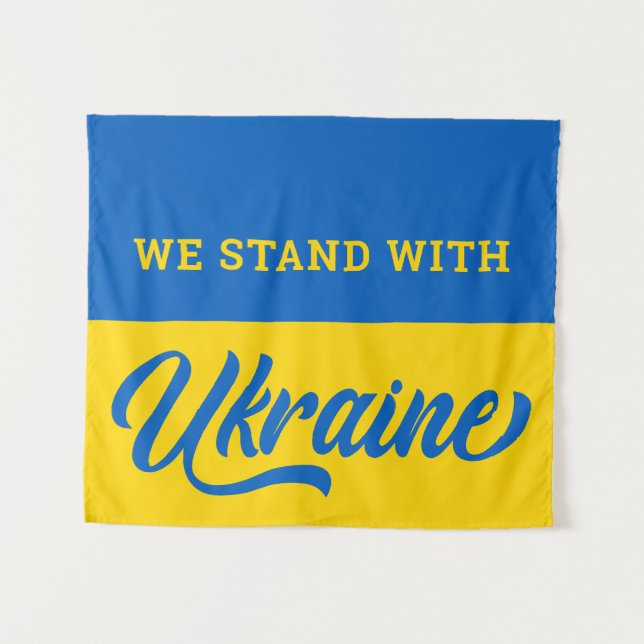 We Stand With Ukraine Blue Gold Ukrainian Flag Tapestry (Front (Horizontal))