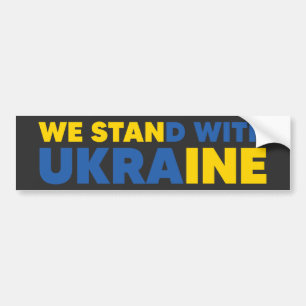 We Stand With Ukraine Flag Colors Yellow Blue Bumper Sticker