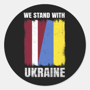 We Stand With Ukraine Latvian Ukrainian Friendship Classic Round Sticker