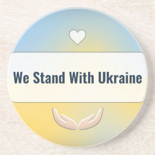 We Stand With Ukraine Sandstone Coaster Editable M