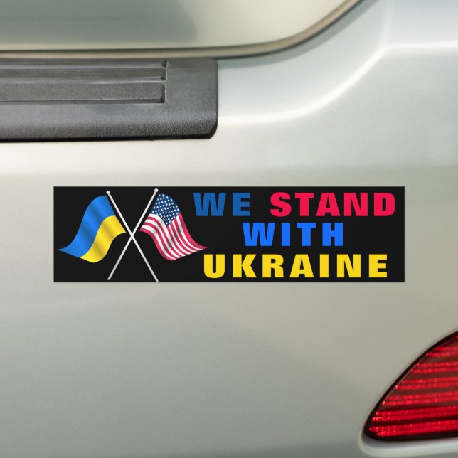 We Stand With Ukraine Support Bumper Stickers (On Car)