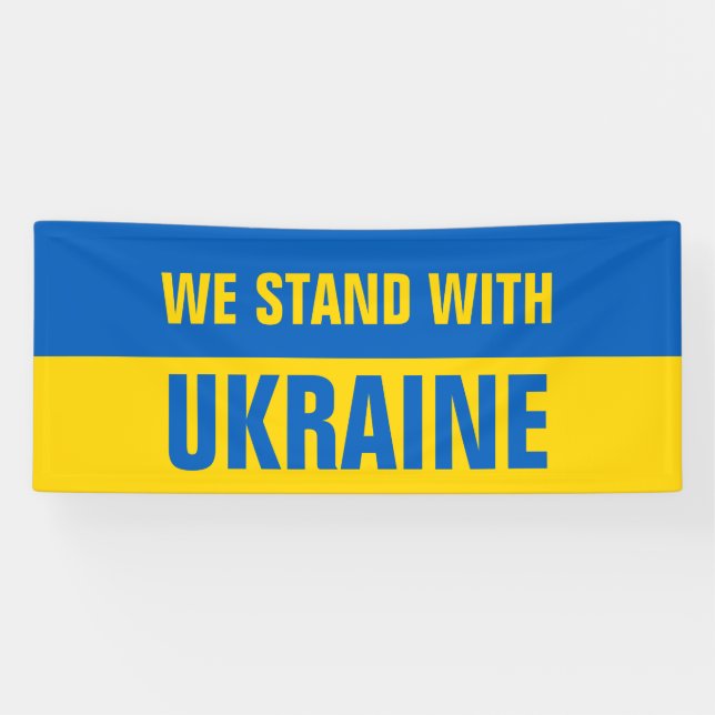 We Stand With Ukraine Ukrainian Flag Banner (Horizontal)