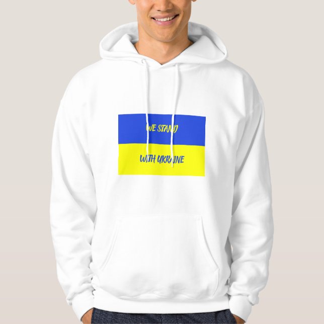 We stand with Ukraine Ukrainian Flag T-Shirt Hoodie (Front)