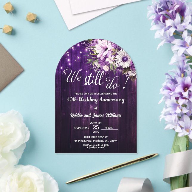 We Still Do 10th Wedding Anniversary String Lights Acrylic Invitations (Insitu (Wedding))