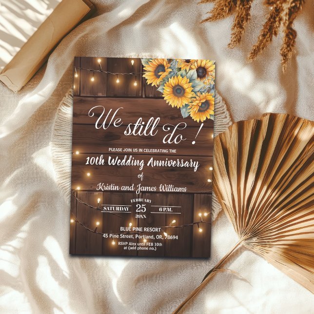 We Still Do 10th Wedding Anniversary String Lights Invitation (Creator Uploaded)