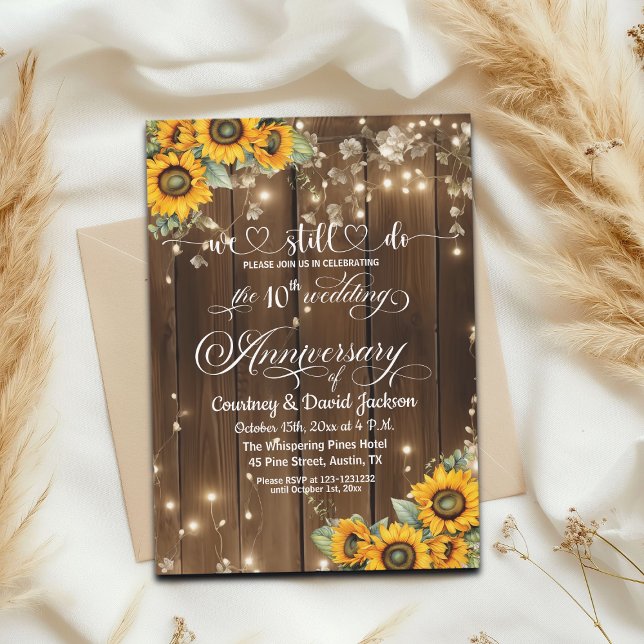 We Still Do 10th Wedding Anniversary String Lights Invitation (Creator Uploaded)