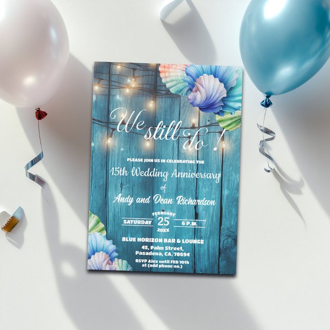 We Still Do 15th Wedding Anniversary String Lights Invitation (Creator Uploaded)