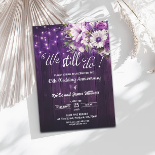 We Still Do 15th Wedding Anniversary String Lights Invitation